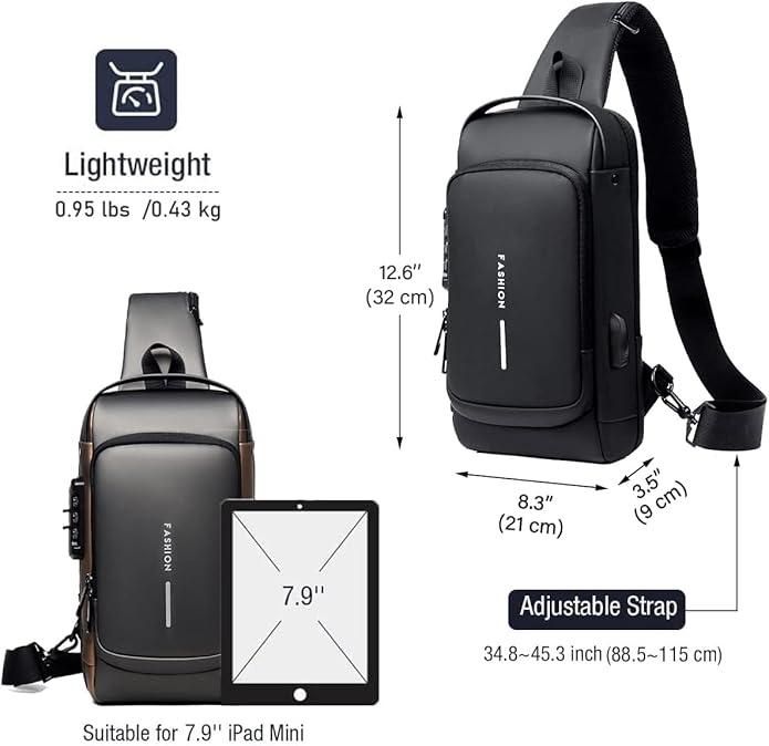 Smart Sling Bag for Men & Women | USB Charging Port & waterproof