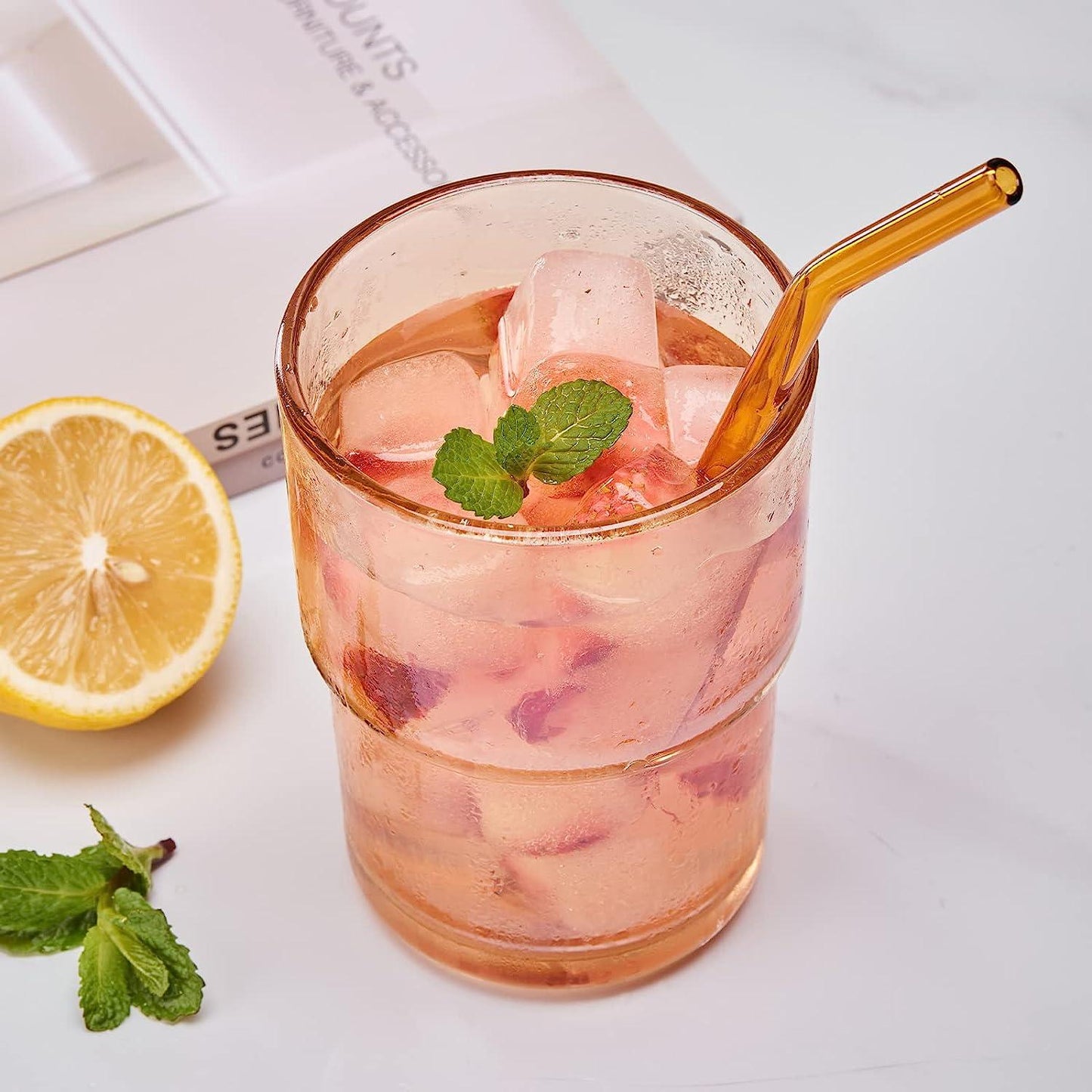 Premium Glass Water Bottle with Straw