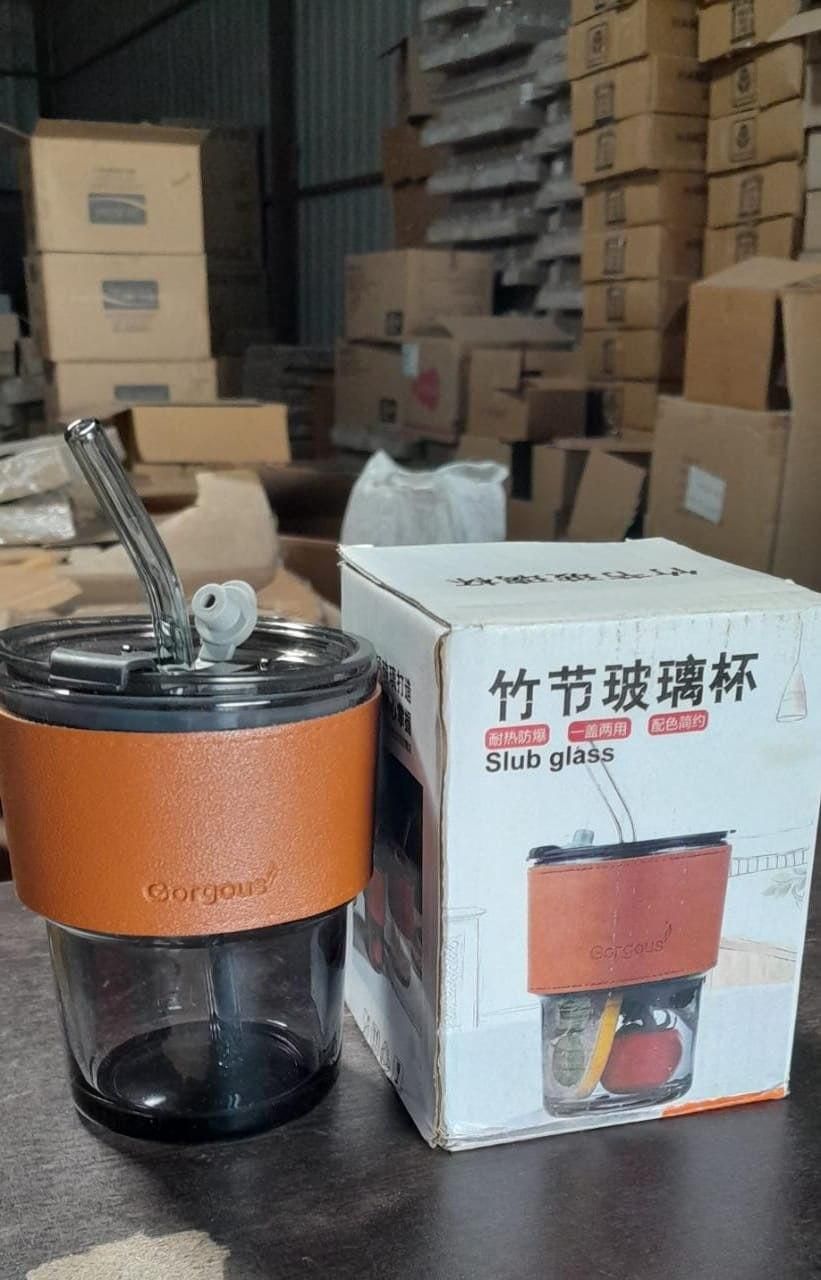 Premium Glass Water Bottle with Straw